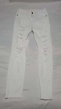 Machine Nouvelle Mode White Distressed Skinny Jeans Size 3